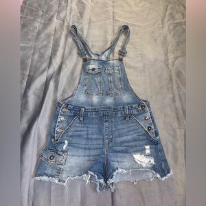 No Boundaries Denim Jean Overall Shorts Juniors Size Medium 7-9